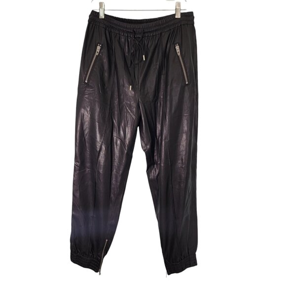 BlankNYC Joggers‎ Black Vegan Leather Jogger Pants Size 28 Fun Classic City - Picture 1 of 11